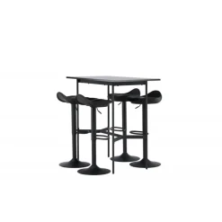 Bar sæt Rax med Spisebordsstole Adesto - Sort