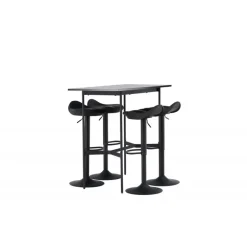 Bar sæt Rax med Spisebordsstole Adesto - Sort
