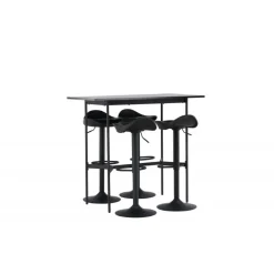Bar sæt Rax med Spisebordsstole Adesto - Sort