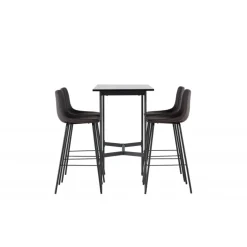 Bar sæt Rax med Spisebordsstole Alexi - Sort og Brun