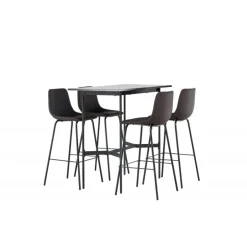 Bar sæt Rax med Spisebordsstole Alexi - Sort og Brun