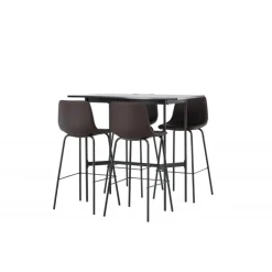 Bar sæt Rax med Spisebordsstole Alexi - Sort og Brun