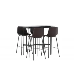 Bar sæt Rax med Spisebordsstole Alexi - Sort og Brun