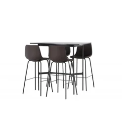 Bar sæt Rax med Spisebordsstole Alexi - Sort og Brun