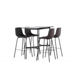 Bar sæt Rax med Spisebordsstole Alexi - Sort og Brun