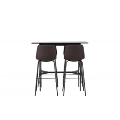 Bar sæt Rax med Spisebordsstole Alexi - Sort og Brun
