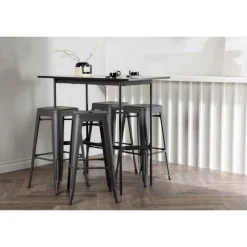 Bar sæt Rax med Spisebordsstole Tempe - Sort og Mørkegrå