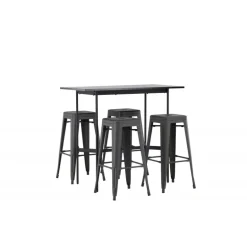 Bar sæt Rax med Spisebordsstole Tempe - Sort og Mørkegrå