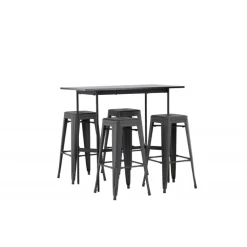 Bar sæt Rax med Spisebordsstole Tempe - Sort og Mørkegrå