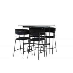 Bar sæt Rax med Spisebordsstole Lui - Sort