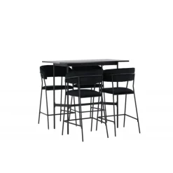 Bar sæt Rax med Spisebordsstole Lui - Sort