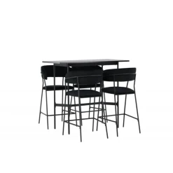 Bar sæt Rax med Spisebordsstole Lui - Sort