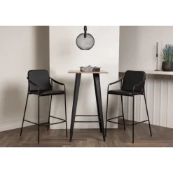 Bar sæt Tempe med Spisebordsstole Tvist - Sort og Valnød