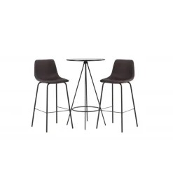 Bar-sæt Bistro med stole Alexi - Sort og Brun
