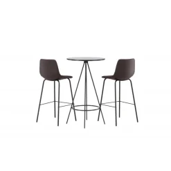 Bar-sæt Bistro med stole Alexi - Sort og Brun