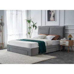 BECKY 160x200 seng med skuffer til opbevaring - LyseGrå