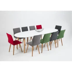 Belina Spisebord 170-270 cm inkl. 2 Tillægsplader – Hvid/Eg