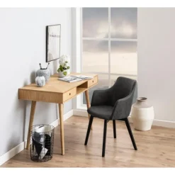 Bella spisebordsstol med armlæn grå stof