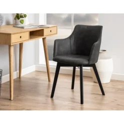 Bella spisebordsstol med armlæn grå stof