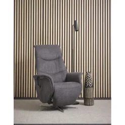 Bellahøj lænestol med indbygget skammel og løftefunktion - Antracit Stof