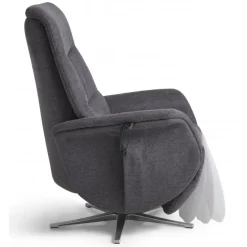 Bellahøj lænestol med indbygget skammel og løftefunktion - Antracit Stof