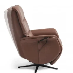 Bellahøj lænestol med indbygget skammel og løftefunktion - Cognac Semianilin læder