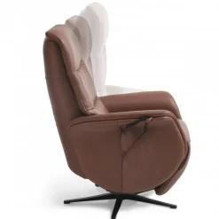 Bellahøj lænestol med indbygget skammel og løftefunktion - Cognac Semianilin læder