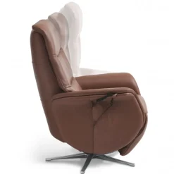 Bellahøj lænestol med indbygget skammel og løftefunktion - Cognac Semianilin læder