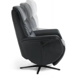 Bellahøj lænestol med indbygget skammel og løftefunktion - Sort Semianilin læder
