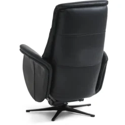 Bellahøj lænestol med indbygget skammel og løftefunktion - Sort Semianilin læder