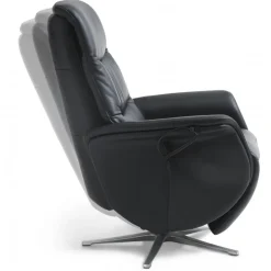 Bellahøj lænestol med indbygget skammel og løftefunktion - Sort Semianilin læder