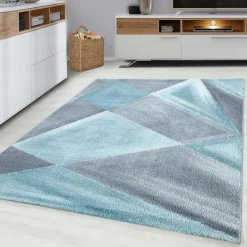 Beta Kortluvet tæppe Geometrisk - Blå