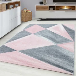 Beta Kortluvet tæppe Geometrisk - Pink