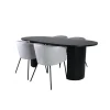 Bianca Oval Spisebordssæt - Sort og Grå
