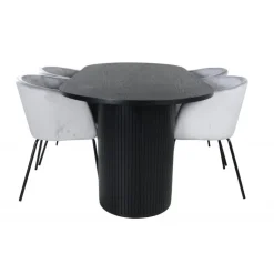 Bianca Oval Spisebordssæt - Sort og Grå