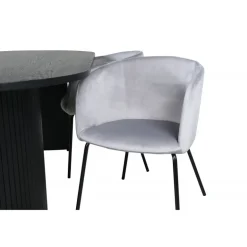 Bianca Oval Spisebordssæt - Sort og Grå