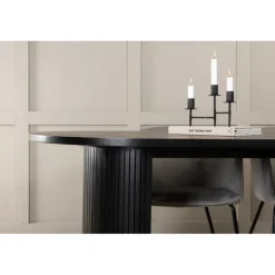 Bianca Oval Spisebordssæt - Sort og Grå