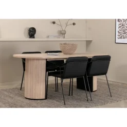 Bianca Oval Spisebordssæt - Sort, Natur og Hvid