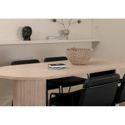 Bianca Oval Spisebordssæt - Sort, Natur og Hvid