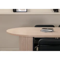 Bianca Oval Spisebordssæt - Sort, Natur og Hvid