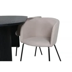 Bianca Oval Spisebordssæt - Beige og Sort