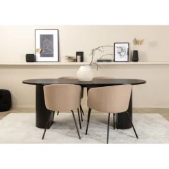 Bianca Oval Spisebordssæt - Beige og Sort