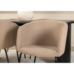 Bianca Oval Spisebordssæt - Beige og Sort