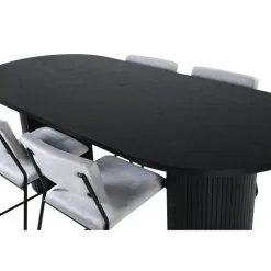 Bianca Oval Spisebordssæt - Sort og Lysegrå