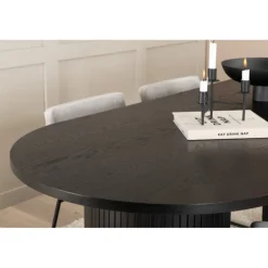 Bianca Oval Spisebordssæt - Sort og Lysegrå