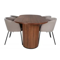 Bianca Oval Spisebordssæt - Beige og Sort