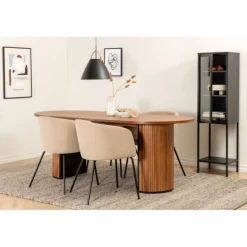 Bianca Oval Spisebordssæt - Beige og Sort
