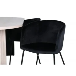 Bianca Oval Spisebordssæt - Sort, Natur og Hvid