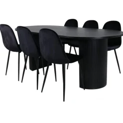 Bianca Oval Spisebordssæt 200 cm - Sort