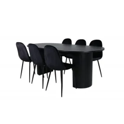 Bianca Oval Spisebordssæt 200 cm - Sort